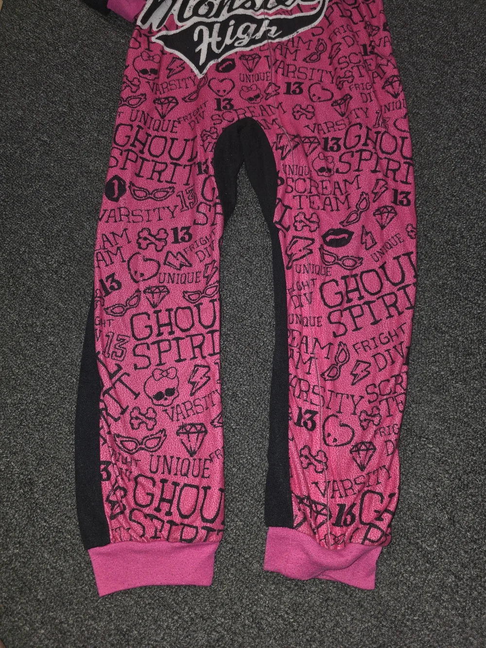 Monster High Girls' Pink & Black One-Piece Pajamas